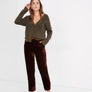Madewell Velvet Tapered Pleat Pull-On Pants